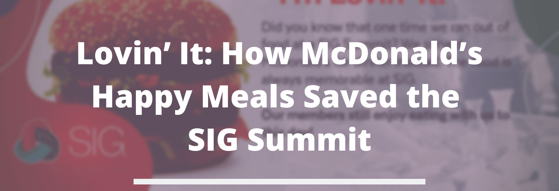 McDonald’s at the SIG Summit
